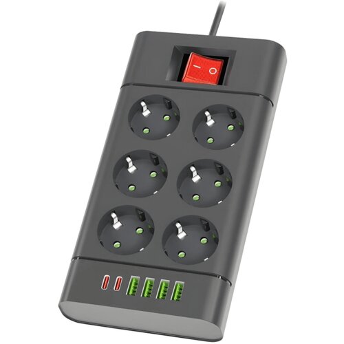 Prosto PRODUŽIVAČ RAZVODNIK 2m 6 UTIČNICE SA PREKIDAČEM 1.5mm2 4 USB +2 Type C Cene