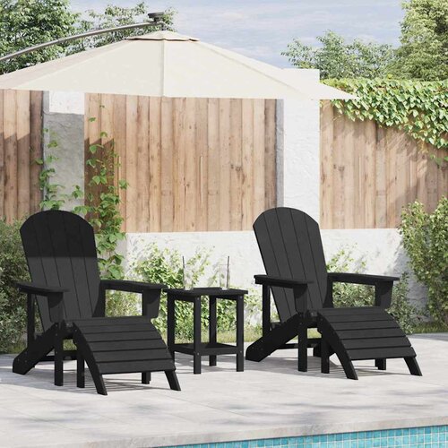 vidaXL adirondack stoli s podnožjem 2 kosi črni hdpe Cene