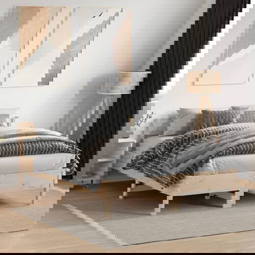  The Living Store Posteljni okvir brez vzmetnice 120x190 cm trdna borovina - Posteljni Okvir, (21497811) Slike