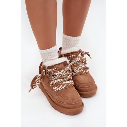 VINCEZA Suede Women&amp;#039;s Snow Boots With Fur and Thick Lacing Slike