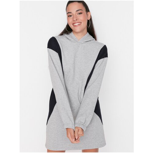 Trendyol Black-gray mottled hoodie dress - Women Slike