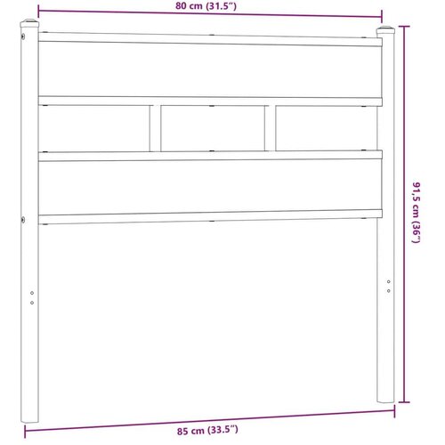  Uzglavlje dimljena boja hrasta 80 cm željezo konstruirano drvo Slike