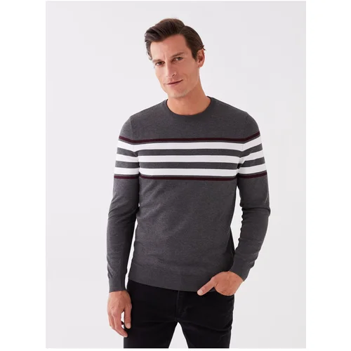 LC Waikiki Crew Neck Long Sleeve Striped Men's Knitwear Sweater