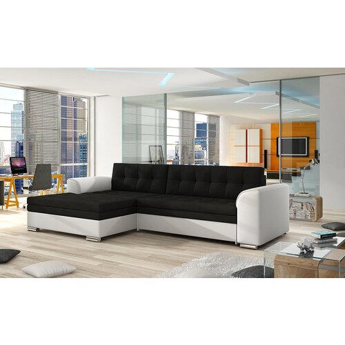  KOTNA SEDENA GARNITURA CONFETIE (VE BARV)-Leva-Sawana14black/Soft017white Cene