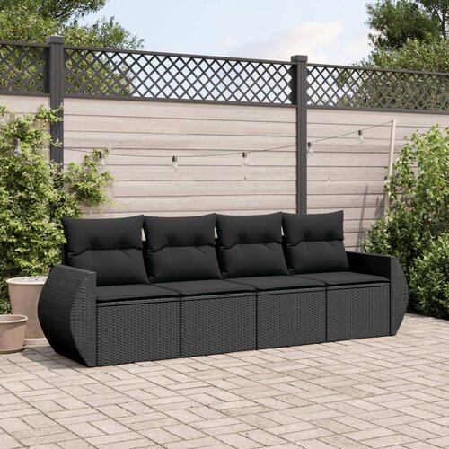 VidaXL 4-dijelni set vrtnih sofa od poliratana s jastucima crni Slike