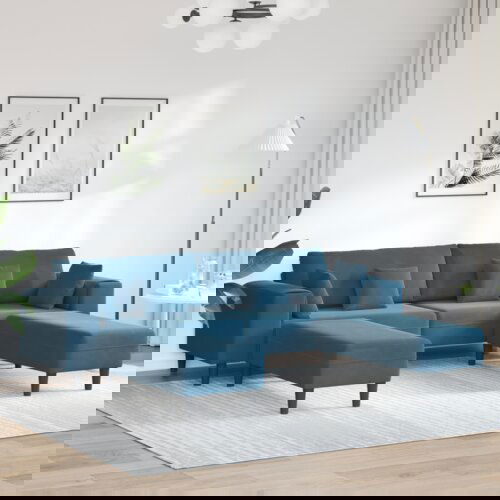  Baršunasta sofa s jastukom s jastukom 3 pcs Plava 208 cm Baršun Cijene