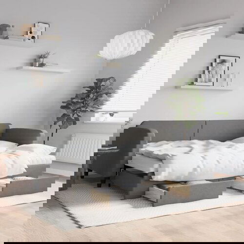  The Living Store Izvlečna dnevna postelja s predali temno siva 90x200 cm blago - Izvlečna Dnevna Postelja, (21508638) Slike