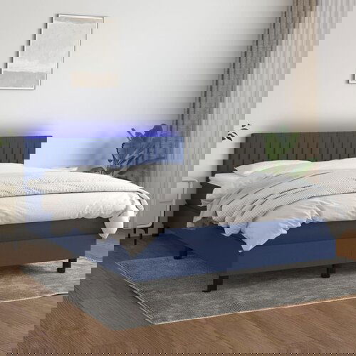 The Living Store Box spring postelja z vzmetnico LED modra 140x200 cm blago - Box Spring Postelja, (21515324) Slike