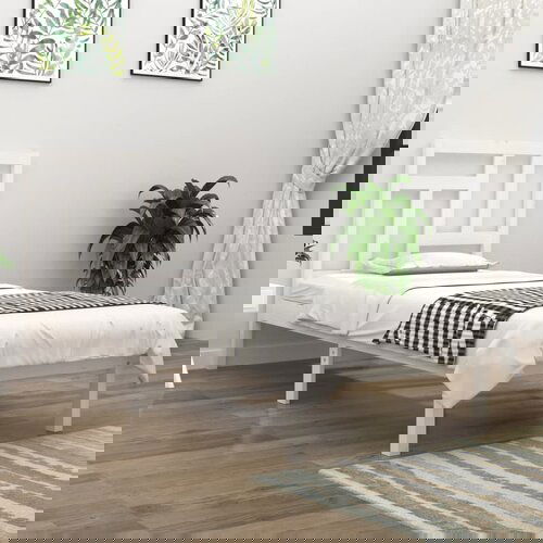  The Living Store Posteljni okvir bel iz trdne borovine 90x190 cm - Posteljni Okvir, (21523674) Slike