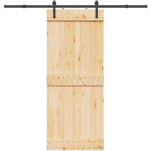 VidaXL Drsna vrata s kompletom vodil 85x210 cm trdna borovina Slike