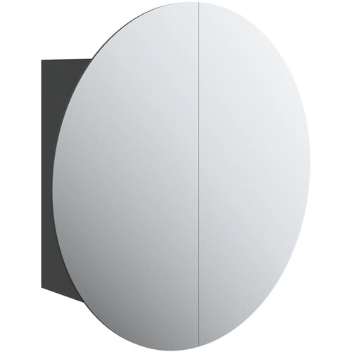 Maison Chic Kopalniška omarica - Kopalniški kabinet z okroglim ogledalom LED Črna 40x40x17,5 cm, (21794691) Cene