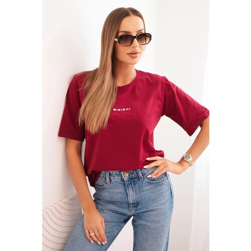 Polski Women's cotton blouse with Minimal print burgundy Cijene