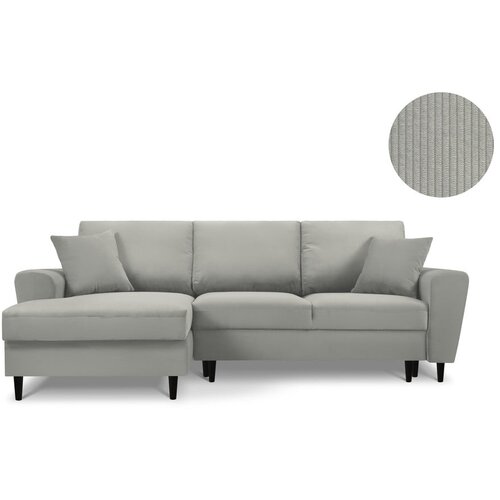 Kooko Home svijetlo siva kutna sofa od samta Jazz, lijevi kut Slike