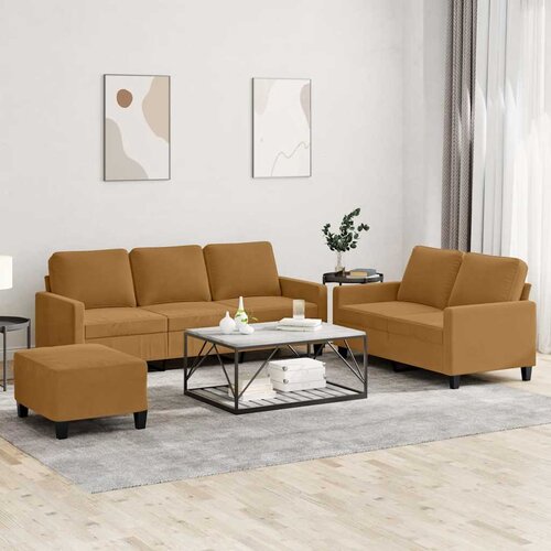  3-dijelni set sofa s jastucima smeđi bar&scaron;unasti Cijene