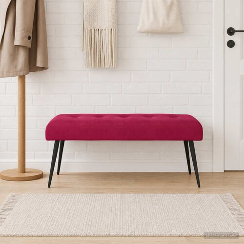  Klupa s gumbastim tkanjem Vinska crvena 110 x 40 x 46 cm Bar&amp;scaron;un Slike