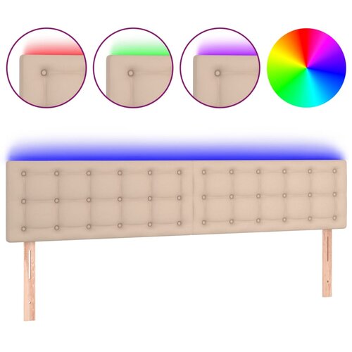 vidaXL LED posteljno vzglavje kapučino 200x5x78/88 cm umetno usnje, (20954116) Cene
