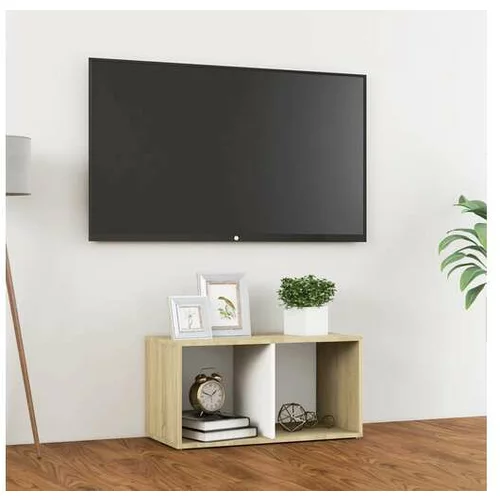  TV omarica bela in sonoma hrast 72x35x36,5 cm iverna plošča