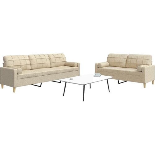 vidaXL 2-dijelni set sofa s ukrasnim jastucima krem od tkanine Cijene