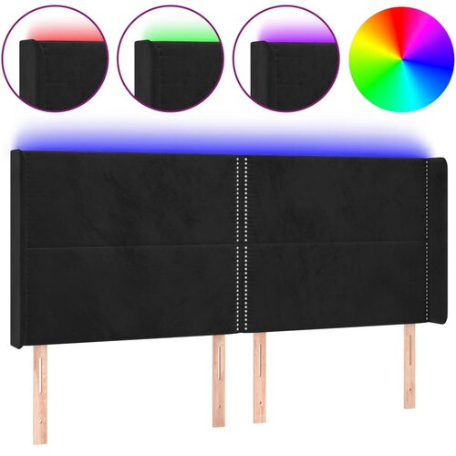 Maison Chic LED Posteljno vzglavje - Vzglavna omarica - Nočna omarica črno 163x16x118/128 cm žamet, (21708781) Slike