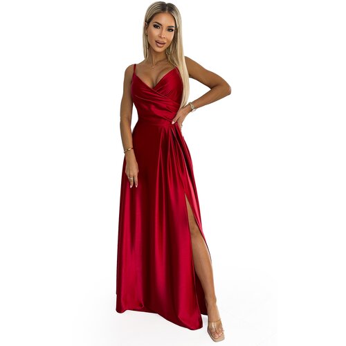 Numoco Elegant satin maxi dress with straps Cene