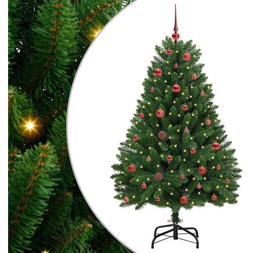VidaXL Umjetno božićno drvce S LED lampica Zelena 150 cm PVC i metal Slike
