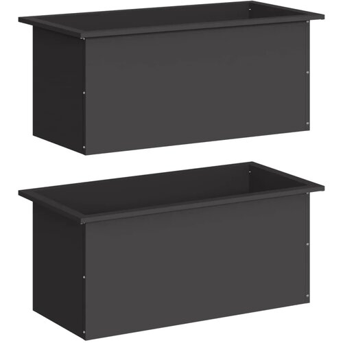  Vrtna posuda za sadnju s LED svjetlom 2 kom. Crna - Crna 40 x 80 x 40 cm 2 Slike
