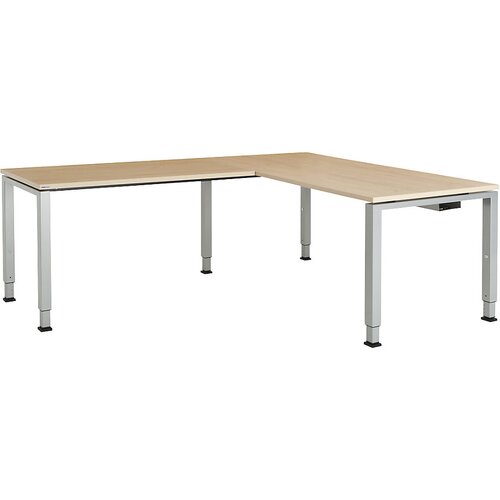 mauser Pisalna miza, kotna, spodnji del iz kvadratne/okrogle cevi, VxŠxG 650 - 850 x 1600 x 800 mm, kotni element na levi strani (širina 1200 mm), plo Cene