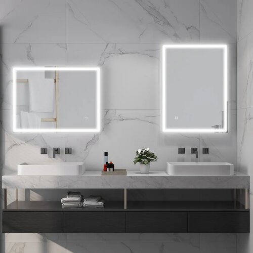  Kupaonsko zidno LED ogledalo s funkcijom protiv zamagljivanja 60x80x4 cm Slike