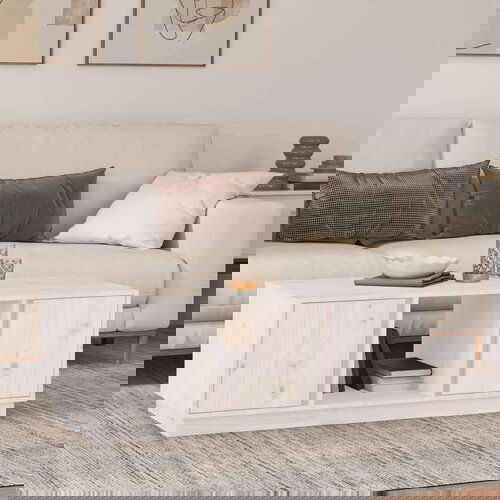  Klubska mizica bela 110&amp;times;50&amp;times;40 trdna borovina, (20714543) Slike