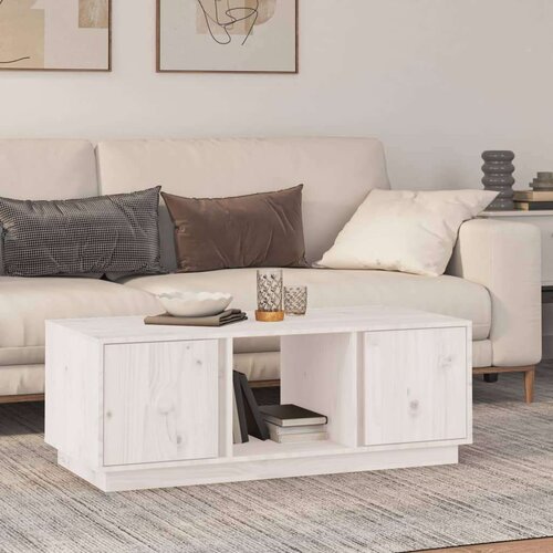  Stolić za kavu bijeli 110x50x40 cm od masivne borovine Slike