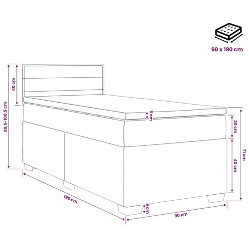  Boxspring krevet s madracem Svjetlosiva 90 x 190 cm Tkanina - Svjetlosiva 90 x 190 cm Dizajn linija Slike