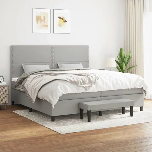  Box spring postelja z vzmetnico svetlo siva 200x200 cm blago, (20726703)