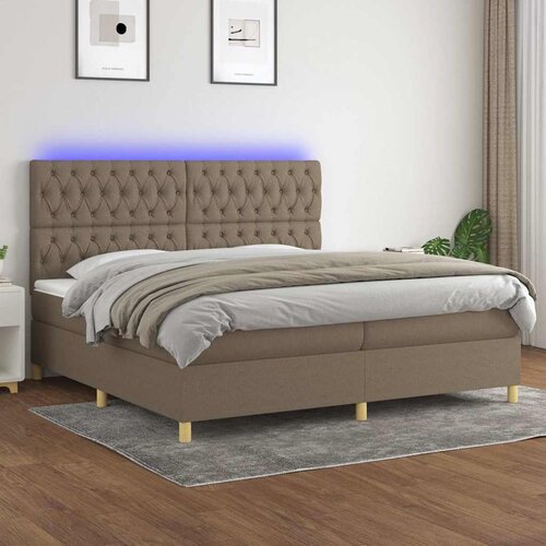  box spring s madracem LED smeđesivi 200x200 cm tkanina Cijene