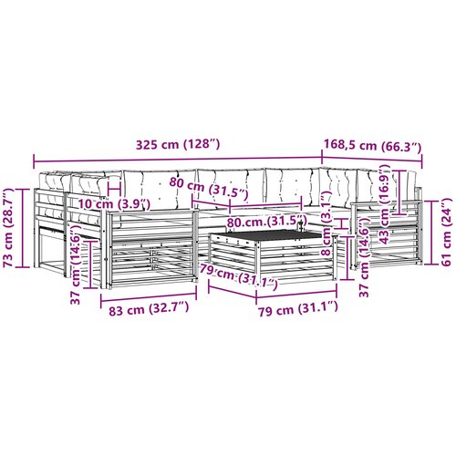  Set vanjskih sofa 7 kom. Bijela i antracit Poliester Slike