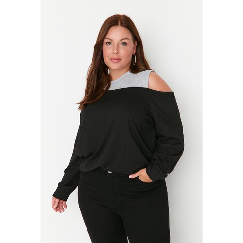 Trendyol Curve Black Shoulder Detailed Sweatshirt Slike
