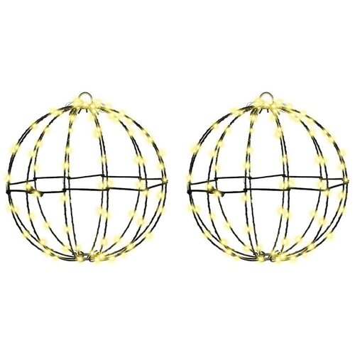 VidaXL Žogica med 192 LED 2 pcs Toplo bela 30 cm Kovina Slike