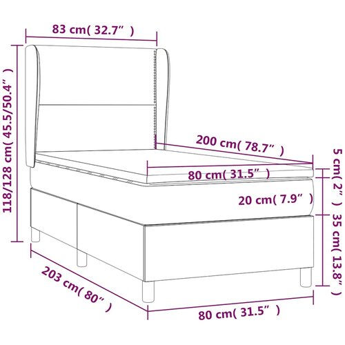 Box spring krevet s madracem tamnosivi 80 x 200 cm bar&amp;scaron;unasti Slike