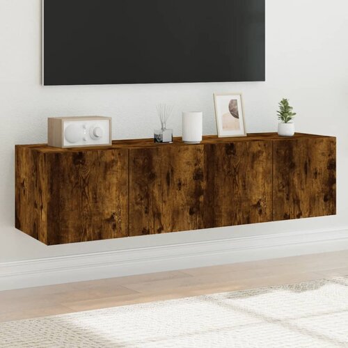 The Living Store Stenske TV omarice z LED 2 kosa dimljeni hrast 60x35x31 cm - TV Stenska Omarica, (21555866) Cene