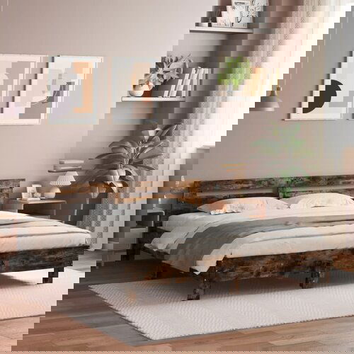 Furnova Posteljni okvir z vzglavjem in LED dimljen hrast 160x200 cm, (21936215) Slike