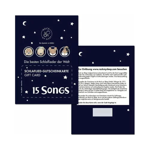 Rock my Sleep Paket pesmi: darilna kartica za 15 pesmi