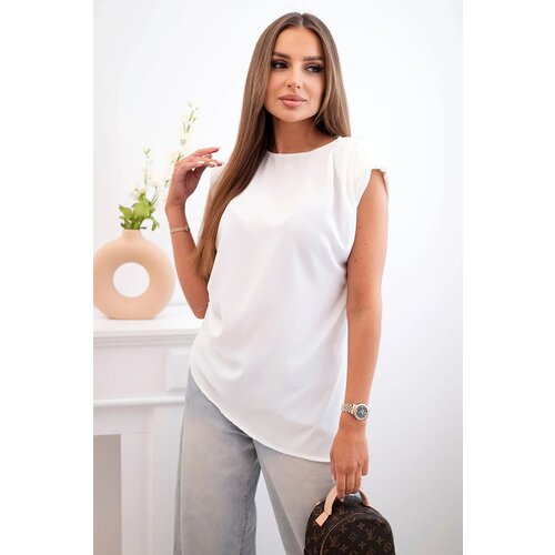 Kesi Włoski Elegant women&amp;#039;s blouse with ruffles and asymmetrical cut ecru Slike