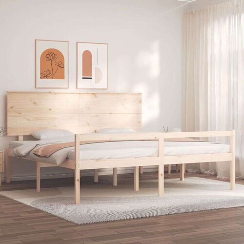 vidaXL Posteljni okvir z vzglavjem 200x200 cm trden les Cene
