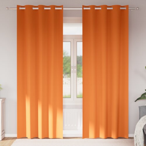 vidaXL Zavese z zavesami 2 pcs Svetlo oranžna 225 x 140 cm Poliester Cene