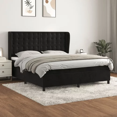  Krevet s oprugama i madracem crni 180x200 cm baršunasti