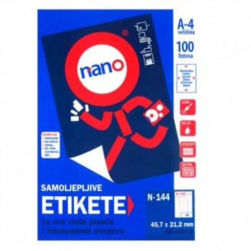NANO Etikete za laserske i ink-jet pisače, odljepljive , N-144, 45,7x21,2 mm, 100/1 Cijene