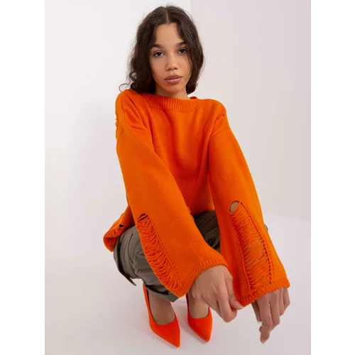 Fashion Hunters Orange oversize sweater with wide sleeves