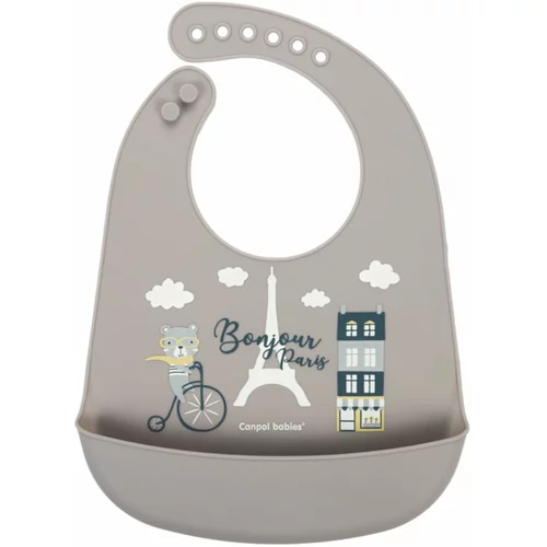 Canpol Bonjour Paris Silicone Bib With Pocket silikonski podbradnik s džepom 1 kom za djecu