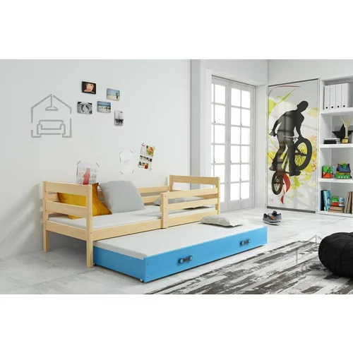 BMS Group Otroška postelja Eryk z dodatnim ležiščem - 80x190 cm - bor/modra