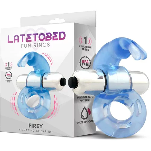 LATETOBED Firey Vibrating Penis Ring with Rabbit Blue