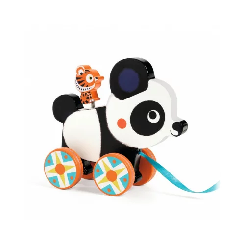 Djeco Lesena vlečna igračka – panda s tigrom